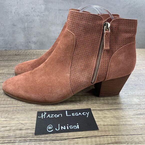 Violet & Red~Women’s~Deep Salmon Suede  Booties "Carley" ~Size 9.5M - Picture 1 of 9